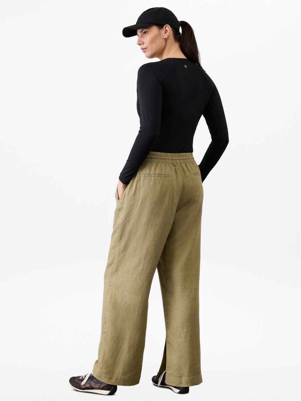Athleta Retreat Linen Wide Leg Pant . Color is Olive Branch. Size 2 X